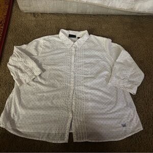 Avenue White Blouse with Light Purple Polka Dots